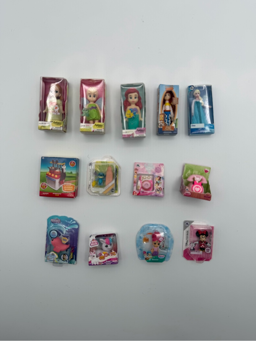 Assorted Mini Kids Dolls & Accessories - Pink, Green, Blue